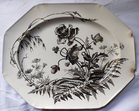 Field Flowers Black 13" Octagonal Serving Platter