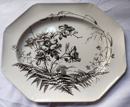 Field Flowers Black 11" Octagonal Serving Platter