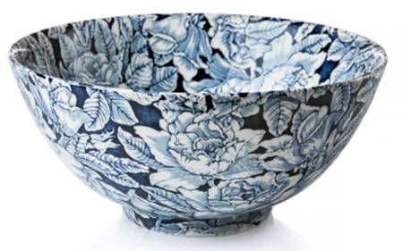 Hibiscus Ink Blue Footed Bowl