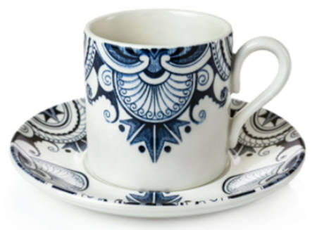 Palisade Ink Blue Flat Cup & Saucer Set