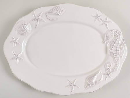Laguna Coastal Cottage White 14" Oval Serving Platter