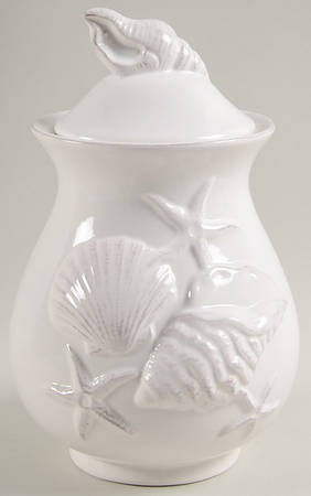 Laguna Coastal Cottage White Medium Canister & Lid by Blue Sky