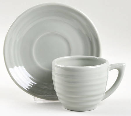 Ring Gray (Dove) (Newer) Flat Cup & Saucer Set
