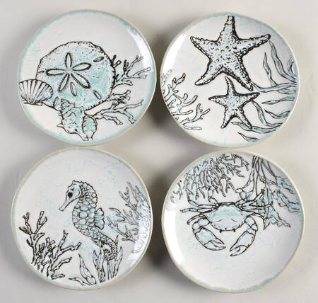 Sea Cove Island Appetizer Plate - Set of 4 Motifs