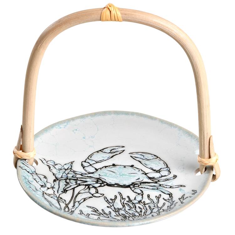 Sea Cove Island 5 3/8"-5 5/8" Bamboo Handled Serving Plate  HC