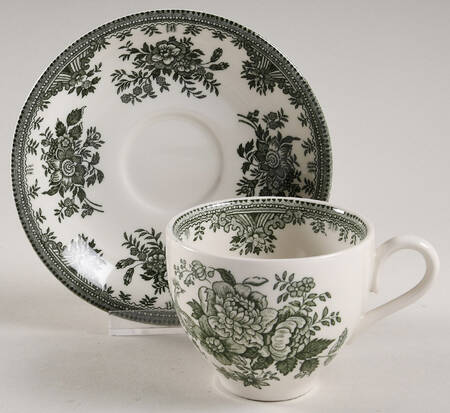 Asiatic Pheasants Green Flat Cup & Saucer Set