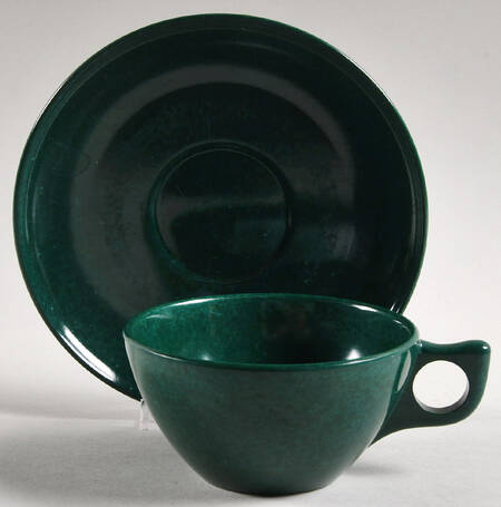 Color-Flyte and Royale (Melmac) Flat Cup & Saucer Set