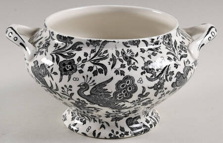 Chinese Peacock-Black Mini Tureen No Lid