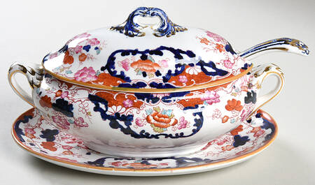 New Chusan Sauce Boat & Lid & Underplate & Ladle