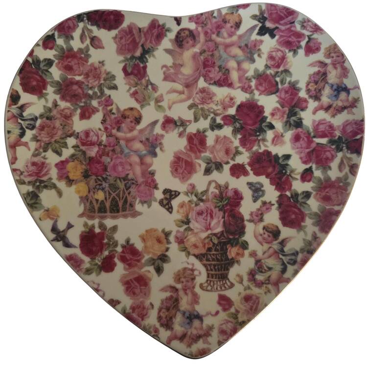 Cherub Chintz Heart Shaped Dish