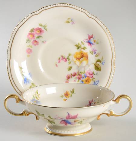 Ascona Footed Cream Soup Bowl & Saucer Set