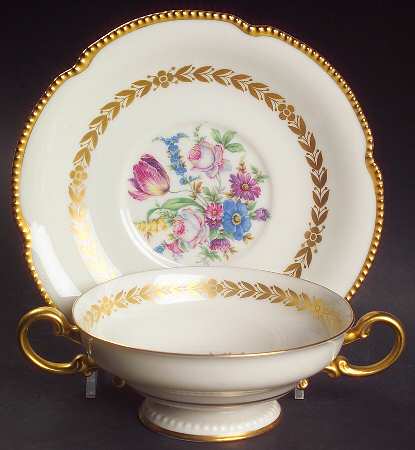 Bellwood Ivory Footed Cream Soup Bowl & Saucer Set