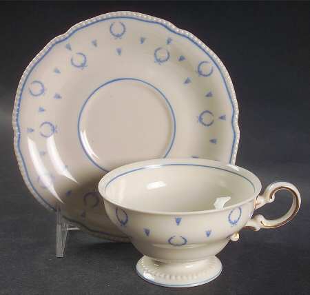 Blue Bow Footed Cup & Saucer Set