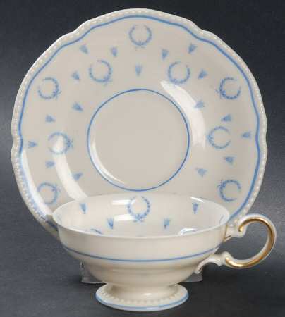 Blue Bow Footed Demitasse Cup & Saucer Set