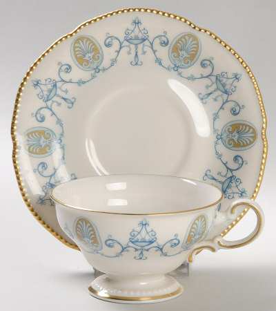 Blue Medallion Footed Cup & Saucer Set