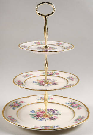 Castleton Rose 13 7/8"-14 1/4" 3-Tiered Serving Tray(DP,SP,BB) HC