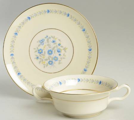 Devon Footed Cream Soup Bowl & Saucer Set