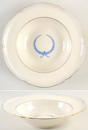 Empire (Blue Wreath, Gold Trim) Rim Soup Bowl