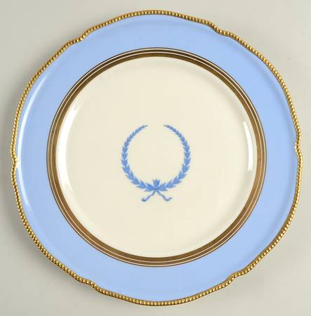 Empire (Blue Wreath, Gold Trim) Dinner Plate