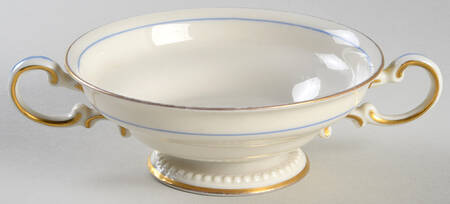 Empire (Blue Wreath, Gold Trim) Footed Cream Soup Bowl