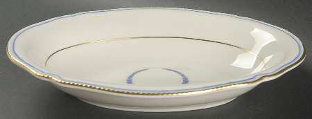 Empire (Blue Wreath, Gold Trim) 10" Oval Vegetable Bowl