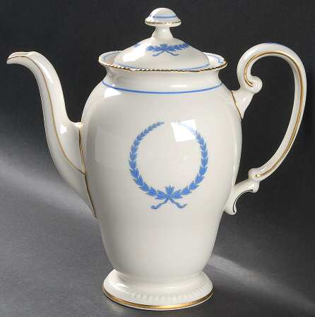 Empire (Blue Wreath, Gold Trim) Coffee Pot & Lid