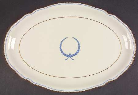 Empire (Blue Wreath, Gold Trim) 16" Oval Serving Platter