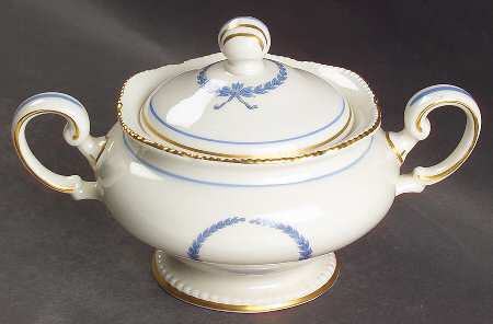 Empire (Blue Wreath, Gold Trim) Sugar Bowl & Lid