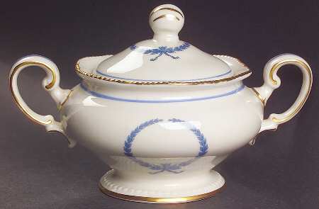 Empire (Blue Wreath, Gold Trim) Sugar Bowl & Lid
