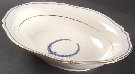 Empire (Blue Wreath, Gold Trim) 11" Oval Vegetable Bowl