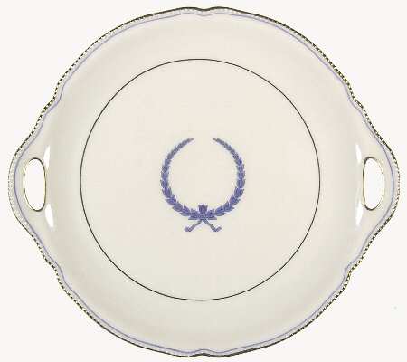 Empire (Blue Wreath, Gold Trim) Handled Cake Plate