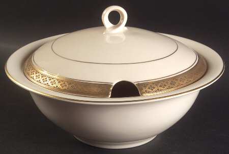 Evening Reflections Gold Round Covered Vegetable