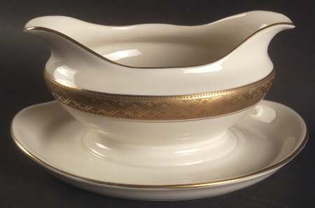 Evening Reflections Gold Gravy Boat with Attached Underplate
