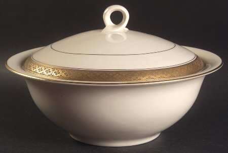 Evening Reflections Gold Round Covered Vegetable