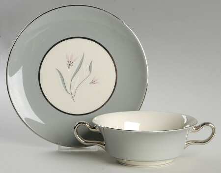 Flair Footed Cream Soup Bowl & Saucer Set