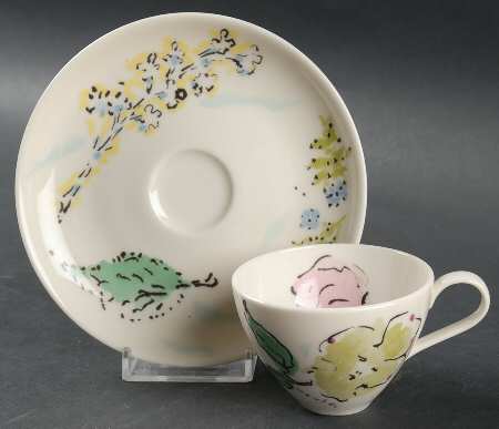 French Garden Flat Demitasse Cup & Saucer Set