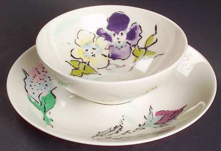 French Garden Flat Cream Soup Bowl & Dessert Plate/Saucer Set