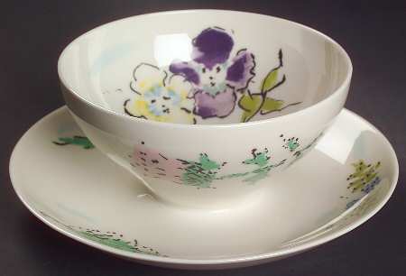 French Garden Gravy Boat with Attached Underplate