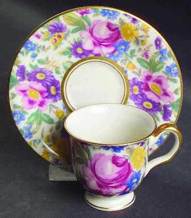 Garden Caprice (Smooth) Footed Demitasse Cup & Saucer Set