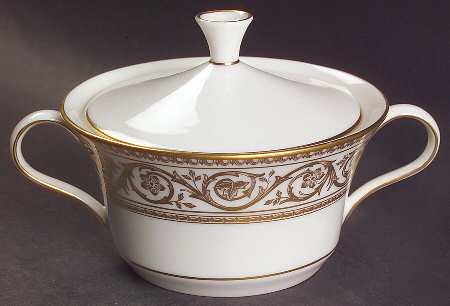 Golden Scroll Sugar Bowl & Lid