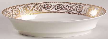 Golden Scroll 10" Oval Vegetable Bowl