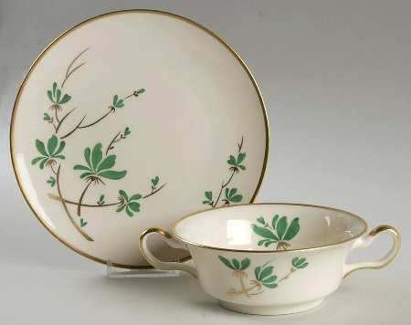 Granby Footed Cream Soup Bowl & Saucer Set