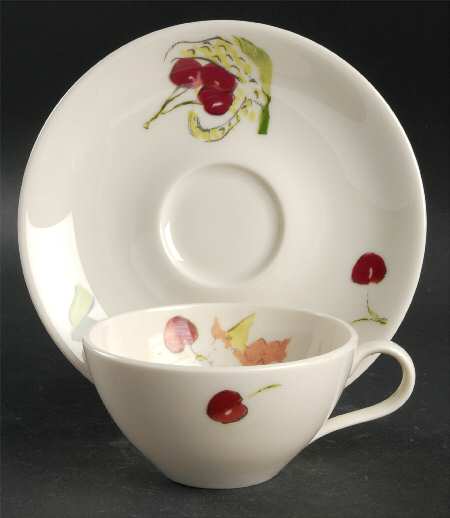 Harvest (Scenes, Rim) Footed Cup & Saucer Set