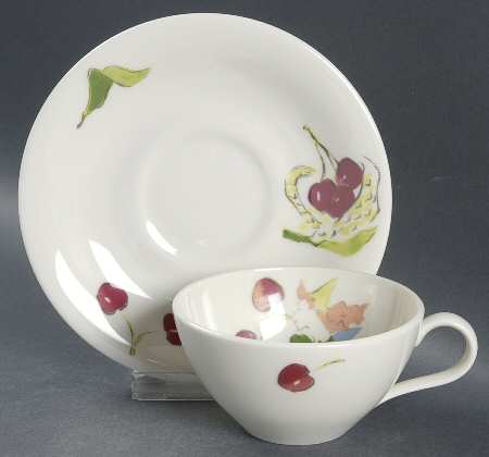 Harvest (Scenes, Rim) Flat Cup & Saucer Set