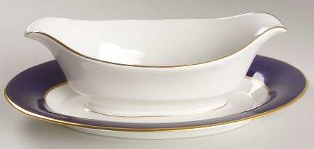 Indigo Gravy Boat with Attached Underplate