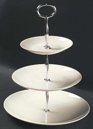 Museum White 13 7/8"-14 1/4" 3-Tiered Serving Tray(DP,SP,BB) HC