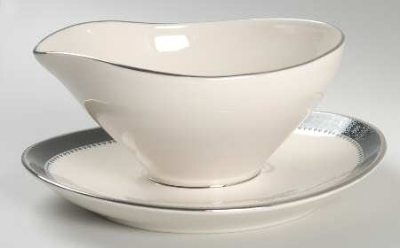 Persian Brocade Gravy Boat with Attached Underplate