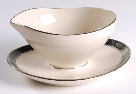 Persian Brocade Gravy Boat with Attached Underplate