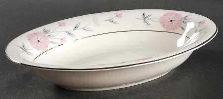 Priscilla (Platinum Trim) 11" Oval Vegetable Bowl by Castleton (USA)