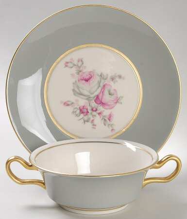 Rosemere Footed Cream Soup Bowl & Saucer Set